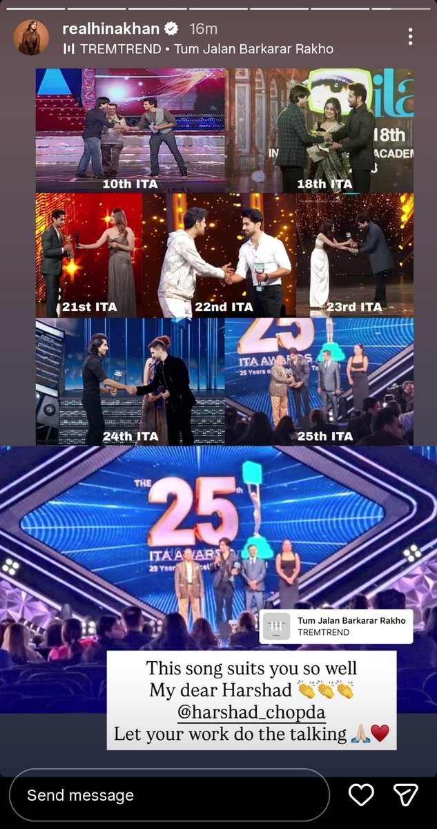 hina khan posted a story for harshad with "tum jalan barkrar rakho hum jalwa barkrar rakheinge" 😭😭😌
My Hs bajaoing thukkad left right center 😭💅

#HarshadChopda #Hinakhan #ITA2025
