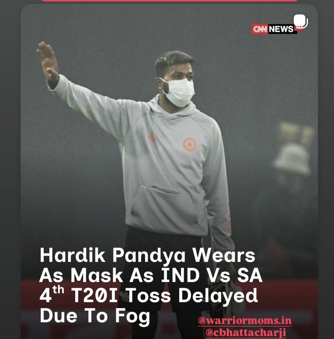 AdityaMukarji's tweet image. Atleast NOW @BCCI @IPL Must BAN all firecrackers/SmokeGuns/SUPlastics in Matches,Prize ceremony etc
#AirPollution

@moefcc @PMOIndia @byadavbjp @mssirsa @ShuklaRajiv @Warriormomsin @BhavreenMK @Bharati09 @CBhattacharji @SanjoyRoyTWA @JaiDhar @RShivshankar 
Pics: @CNNnews18 @ndtv