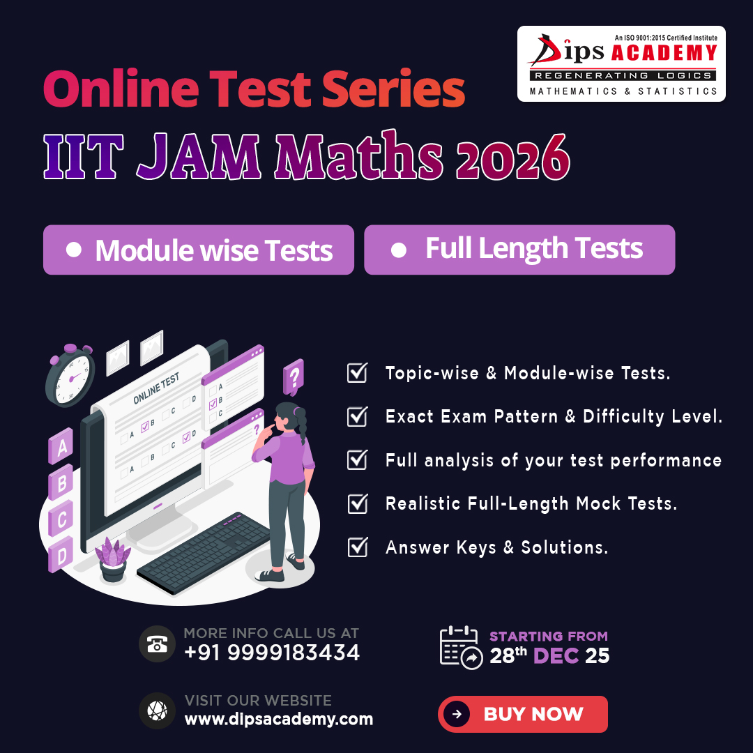 𝗜𝗜𝗧 𝗝𝗔𝗠 𝗠𝗮𝘁𝗵𝗲𝗺𝗮𝘁𝗶𝗰𝘀 𝟮𝟬𝟮𝟲 – 𝗢𝗻𝗹𝗶𝗻𝗲 𝗧𝗲𝘀𝘁 𝗦𝗲𝗿𝗶𝗲𝘀 
📅 Starts: 𝟮𝟴𝘁𝗵 𝗗𝗲𝗰 𝟮𝟬𝟮𝟱

🌐 Buy Now: dipsacademy.com/jam-maths-onli…
*
*
*

#IITJAM #Math #TestSeries #Ashes #AvatarOnBigScreen