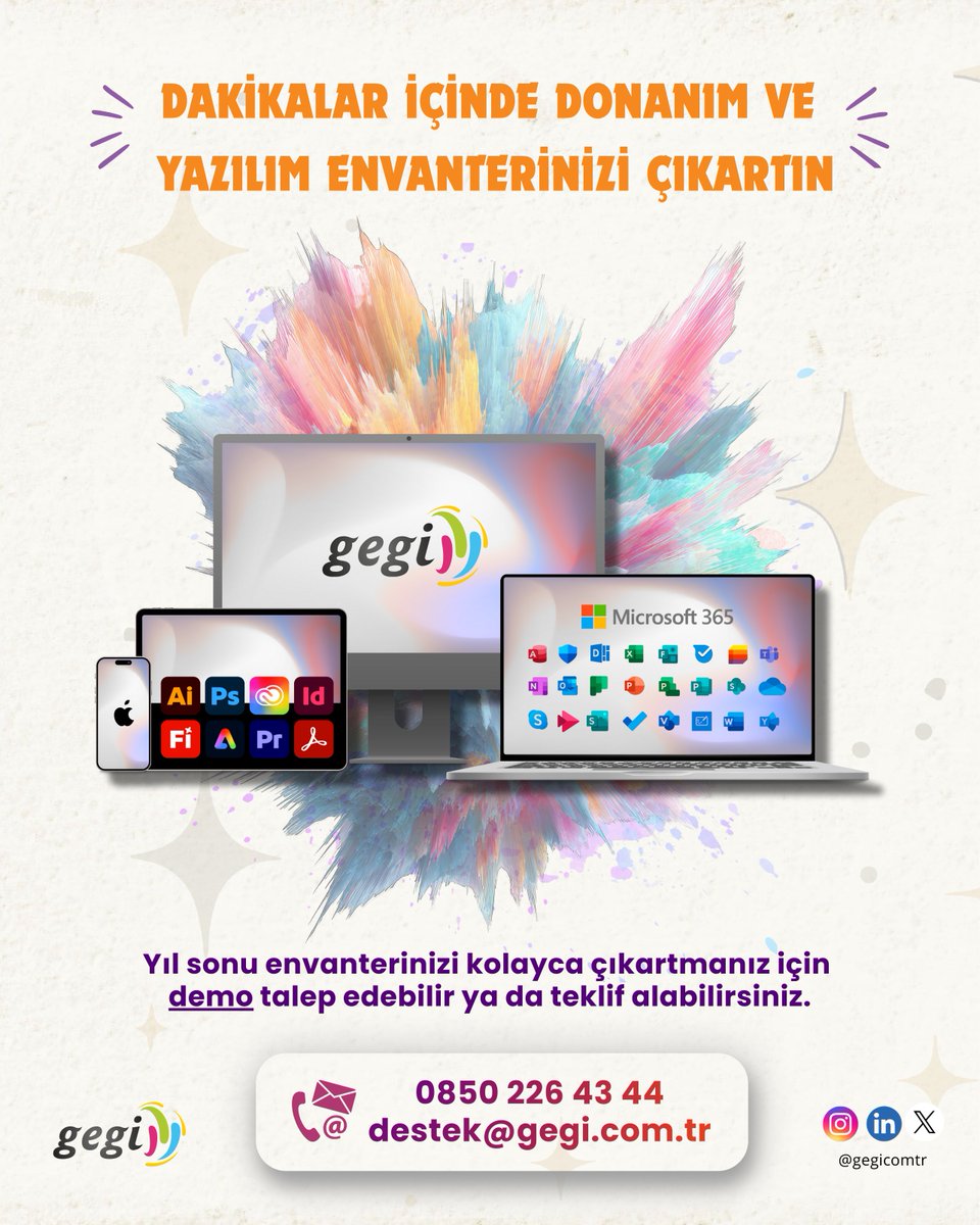 🌐 Dakikalar İçinde Donanım ve Yazılım Envanterinizi Oluşturun

➡ Yıl sonu envanter sürecinizi zahmetsizce tamamlamak için demo talep edebilir veya size özel teklif alabilirsiniz.

Demo Talebi İçin;

📧 destek@gegi.com.tr
☎ 0850 226 43 44

#Gegi #DonanımEnvanteri