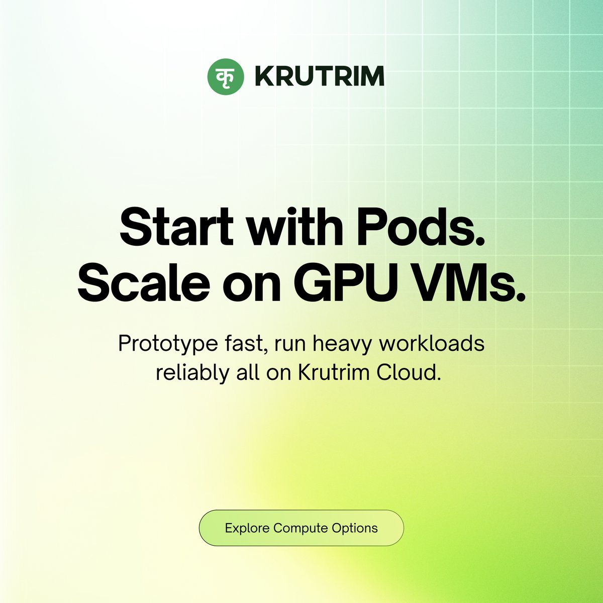 Krutrim's tweet photo. Not sure whether to use AI Pods or GPU VMs?
Rule of thumb:
Explore with Pods. Scale with VMs.
AI Pods start at Rs 24 per hour, billed in 15-minute intervals.
GPU VMs are built for long running, production workloads.
Explore compute options → https://t.co/4dZmkDqNJn https://t.co/7qzEfVvaWe
