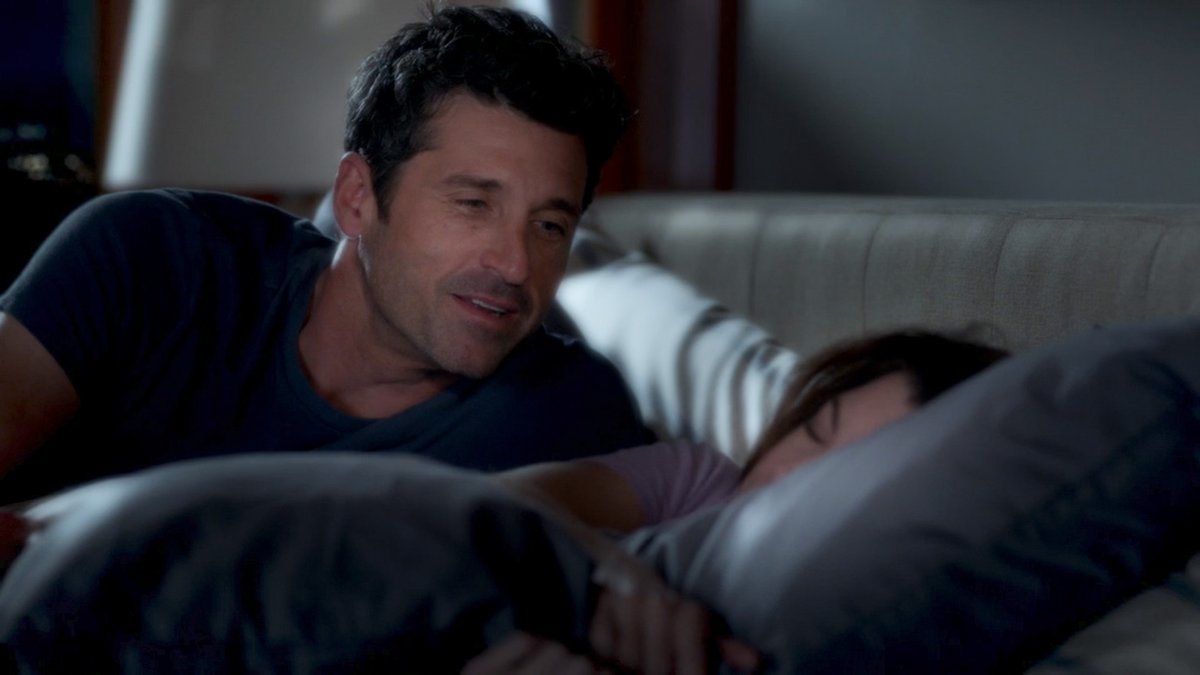 postitMD's tweet image. "in d.c, the trains would wake me up every morning. this is a much better way to wake up. your snoring is like a train. it's much cuter"

"i don't snore" 

"yes, you do. it's like music. it's like a birdsong. a loud, gargling bird... on a train."
#merder #greysanatomy