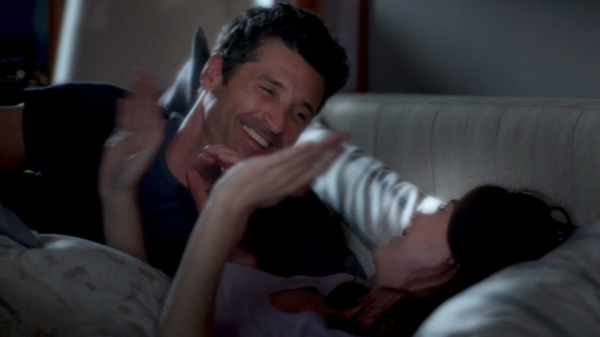 postitMD's tweet image. "in d.c, the trains would wake me up every morning. this is a much better way to wake up. your snoring is like a train. it's much cuter"

"i don't snore" 

"yes, you do. it's like music. it's like a birdsong. a loud, gargling bird... on a train."
#merder #greysanatomy