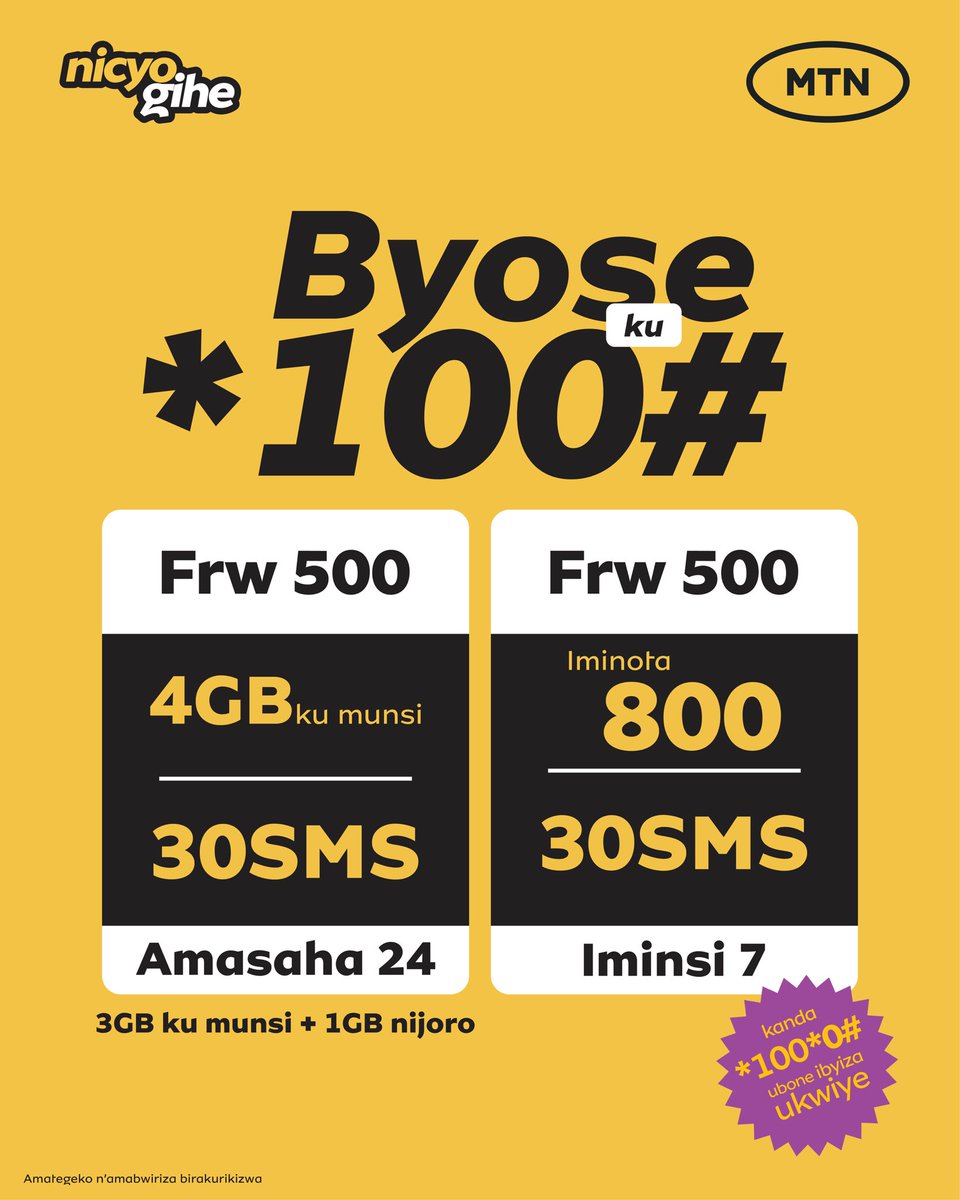 Inyarwandacom's tweet photo. MTN izanye igisubizo🥳!
Ese ujya ugorwa n’ubwinshi bwa codes ? 🤔
Ukabura imibare ukanda ngo ugure #Gwamon, #Desade, #Foleva n’izindi?
Byose byoroshye! 😉
Kanda *100# ubundi uhitemo pack ushaka mu buryo bworoshye kandi bwihuse 🤩 #NicyoGihe https://t.co/eRcsedpJEM