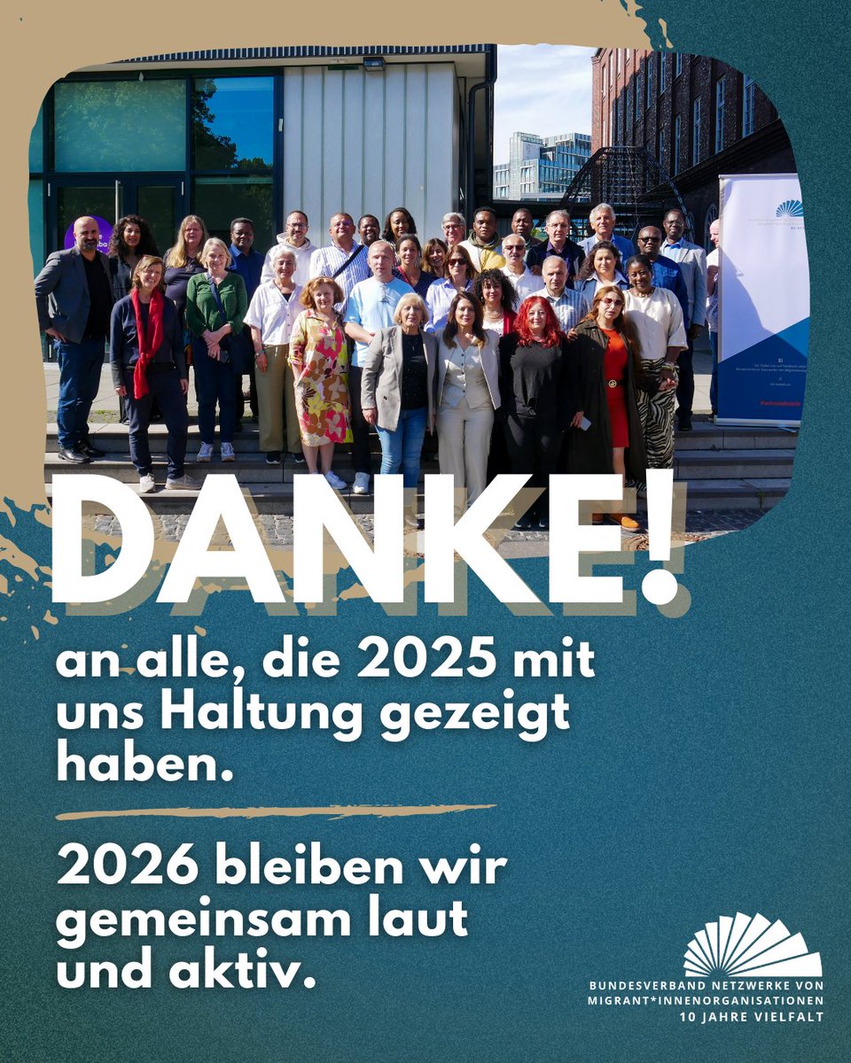 2025 hat uns vor Augen geführt, wie wichtig eine starke  Zivilgesellschaft ist. 2026 wird ein Jahr, in dem wir wieder laut werden  müssen. Gegen Ausgrenzung &amp; politische Rückschritte. Für mehr  Gerechtigkeit, Vielfalt und eine offene Gesellschaft. Kommt gut ins neue  Jahr!