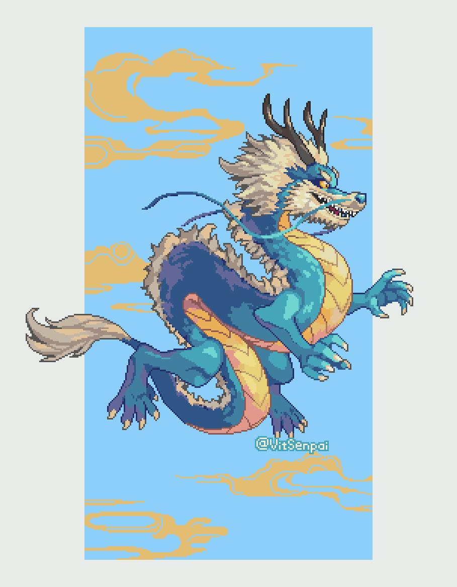 Finalmente um dragão de respeito.
#pixelart