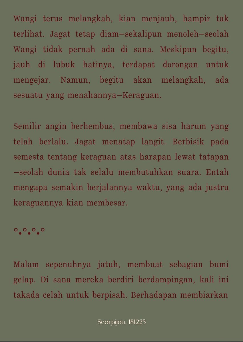 scorpijou's tweet photo. Jagat Wangi Wening Dalu

created by ©scorpijou 
#WRITINGDECEMBER3 https://t.co/ESK8soX50X