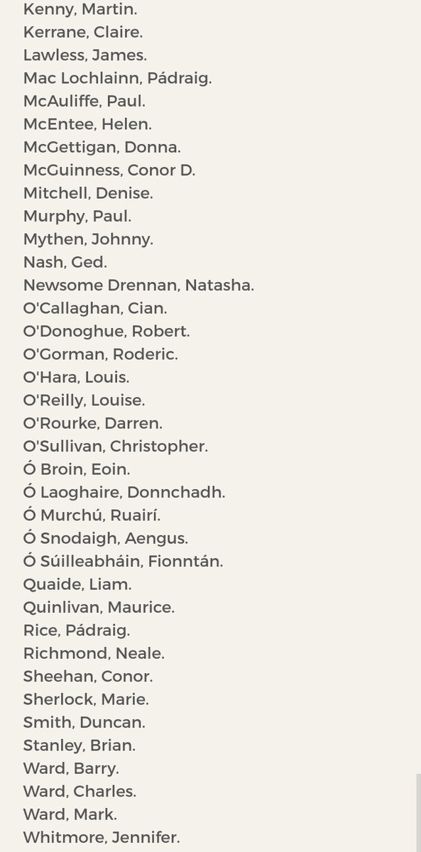 Full list of all the Irish politicians who voted to legalise abortion up to birth last night. 

Thankfully, they failed by 2 votes.