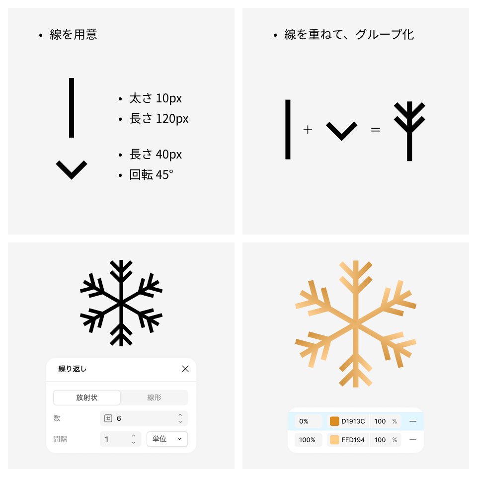 hiroho150cm's tweet image. Figmaで、雪の結晶。クリスマスのデザインに❄️⛄️🎄

#figma #figmatutorial