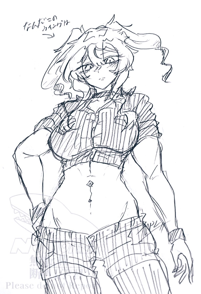 西時の1日1絵【1967日目】 今日は正面向きで昨日の男みてぇな見た目の