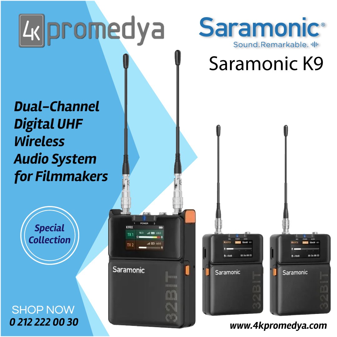 💫#Saramonic K9 2 Kişilik Dijital UHF Kablosuz Mikrofon Sistemi

✨️Kameralara veya ses kayıt cihazlarına doğrudan yüksek kaliteli ses kaydı yapmak için ideal olan bu sistem, aynı anda 2 kişiye kadar net ve temiz diyalog, röportaj ve konuşma kaydı sağlar.