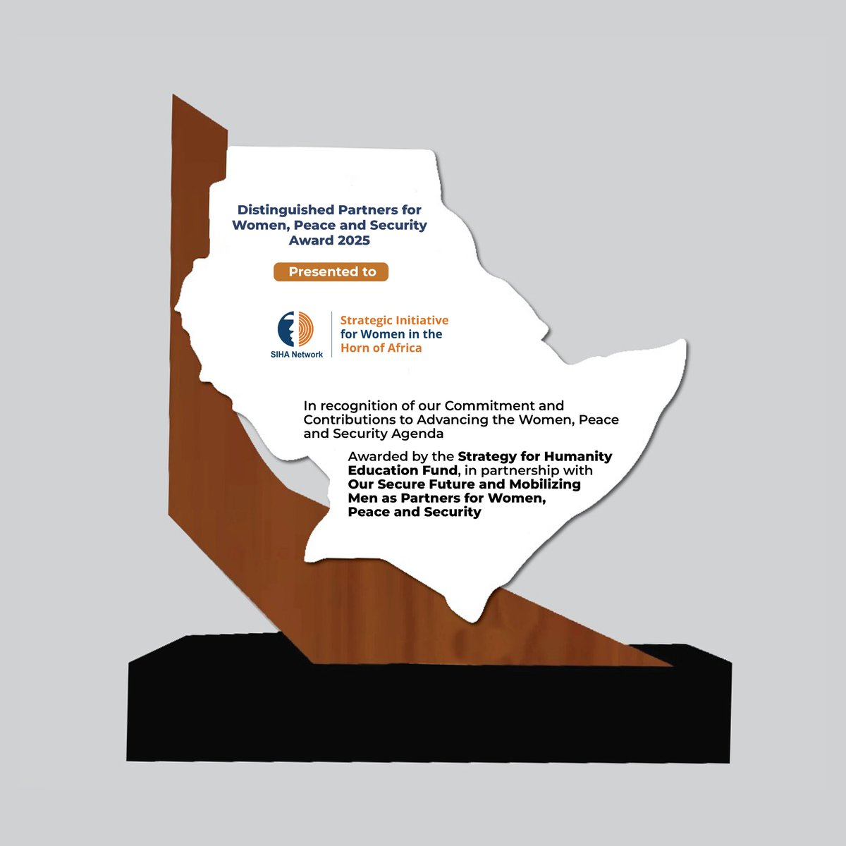 🏆 We are proud to announce that SIHA Network has been awarded the Distinguished Partners for Women, Peace and Security Award 2025.

This recognition affirms our continued commitment to advancing the Women, Peace and Security agenda across the Greater Horn of Africa.

We thank