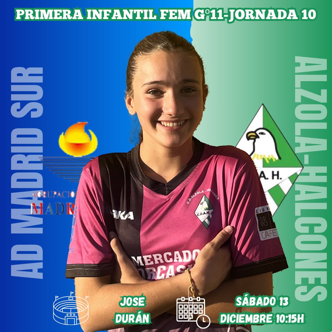 𝐈𝐍𝐅𝐀𝐍𝐓𝐈𝐋𝐄𝐒 𝐅𝐄𝐌⚽️💚

Infantil A Fem 🆚 <a href="/CDMasriver/">C.D. Masriver</a> “A”

Infantil B Fem 🆚 Villanueva del Pardillo 

<a href="/ADMadridSur1/">A.D. Madrid Sur</a> 🆚 Infantil C Fem

#vamosalzola #elequipodelbarrio