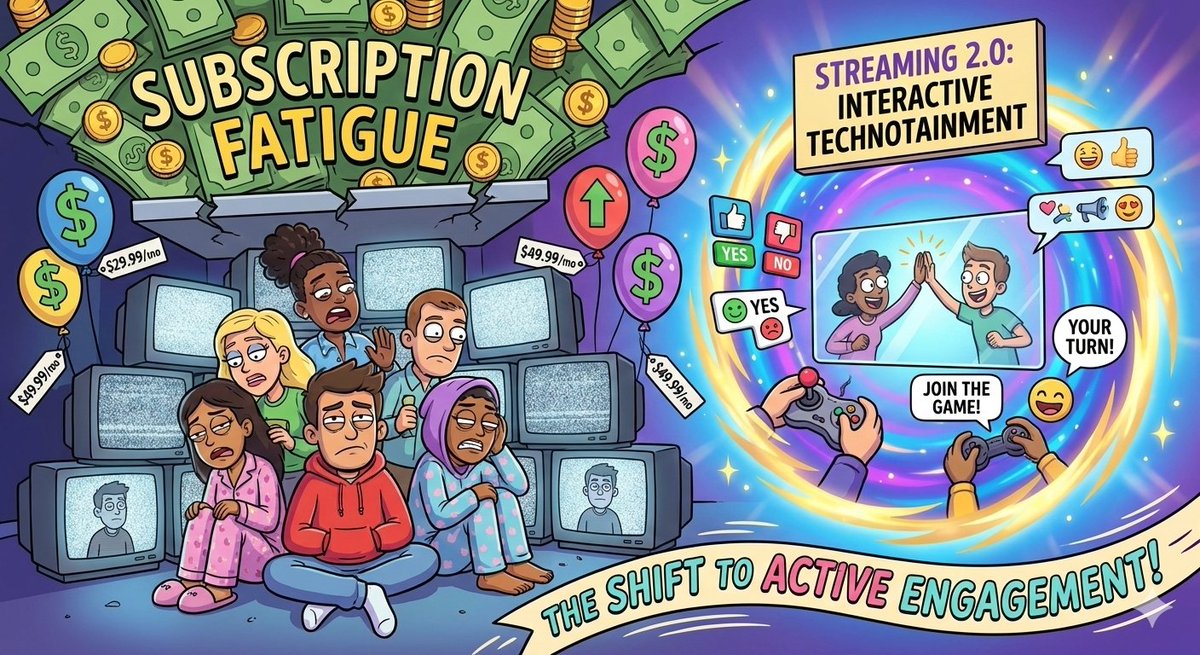 tuxxG19's tweet image. Tired of subscription fatigue? Identical platforms and rising prices are killing streaming. Enter Streaming 2.0 interactive, participatory experiences with polls, games, and real engagement. The future isn’t passive. @_technotainment

#StreamingEvolution #InteractiveMedia #YoSoy