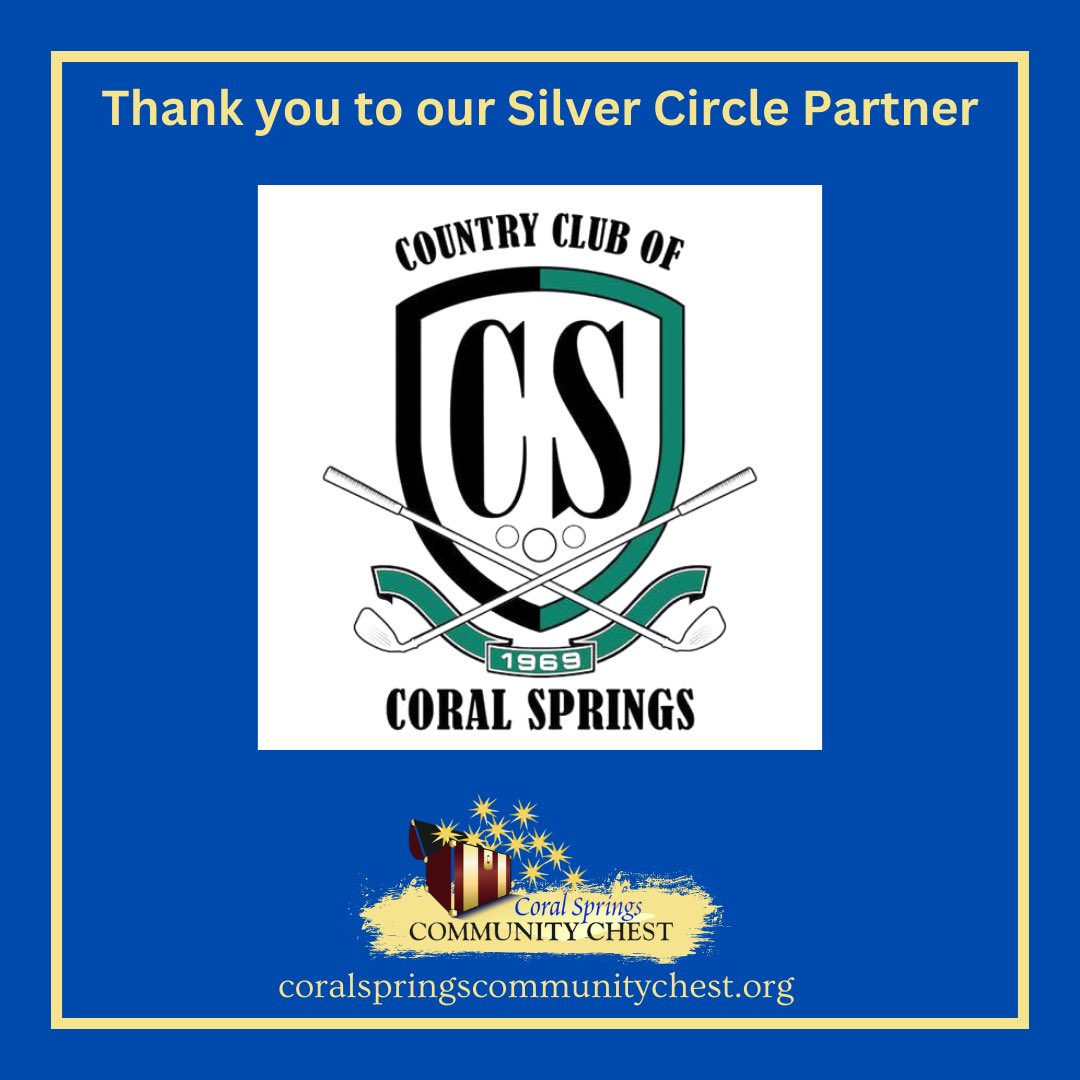 CSCommChest's tweet photo. We’re so grateful for The Country Club of Coral Springs continuing their commitment &amp; partnership as a Coral Springs Community Chest Champion at the  Silver level for 2026!  Their generous donation reflects their commitment to giving back and supporting CS residents! Thank you! https://t.co/CDdUffC5vE