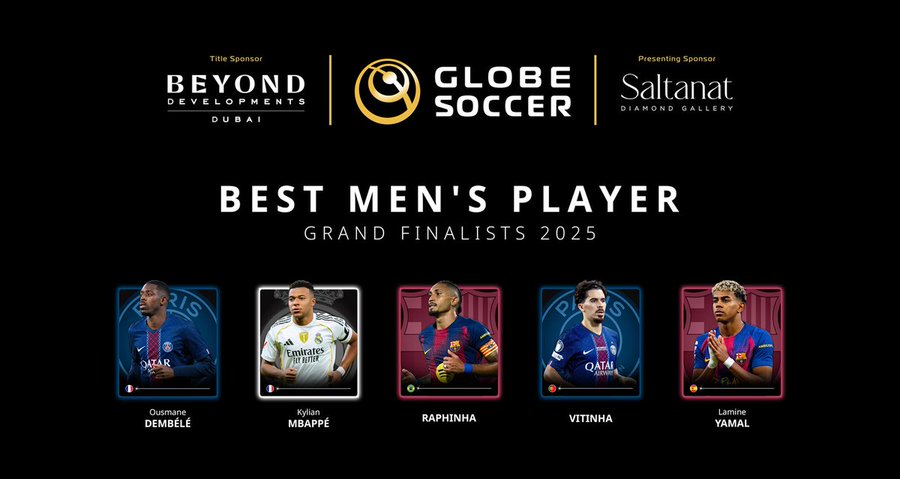 بعد إغلاق باب التصويت العالمي الذي شهد أكثر من 30 مليون صوت، كشفت جوائز غلوب سوكر عن المرشحين النهائيين لنسختها الـ16.. باريس يتصدر الترشيحات، مع لويس إنريكي في قائمة أفضل مدرب، وعثمان ديمبيلي وفيتينيا ضمن أفضل لاعب، بينما ينافس كريستيانو رونالدو على جائزة أفضل لاعب في الشرق الأوسط.. حفل التتويج سيقام 28 ديسمبر في دبي بحضور النجوم والأساطير 