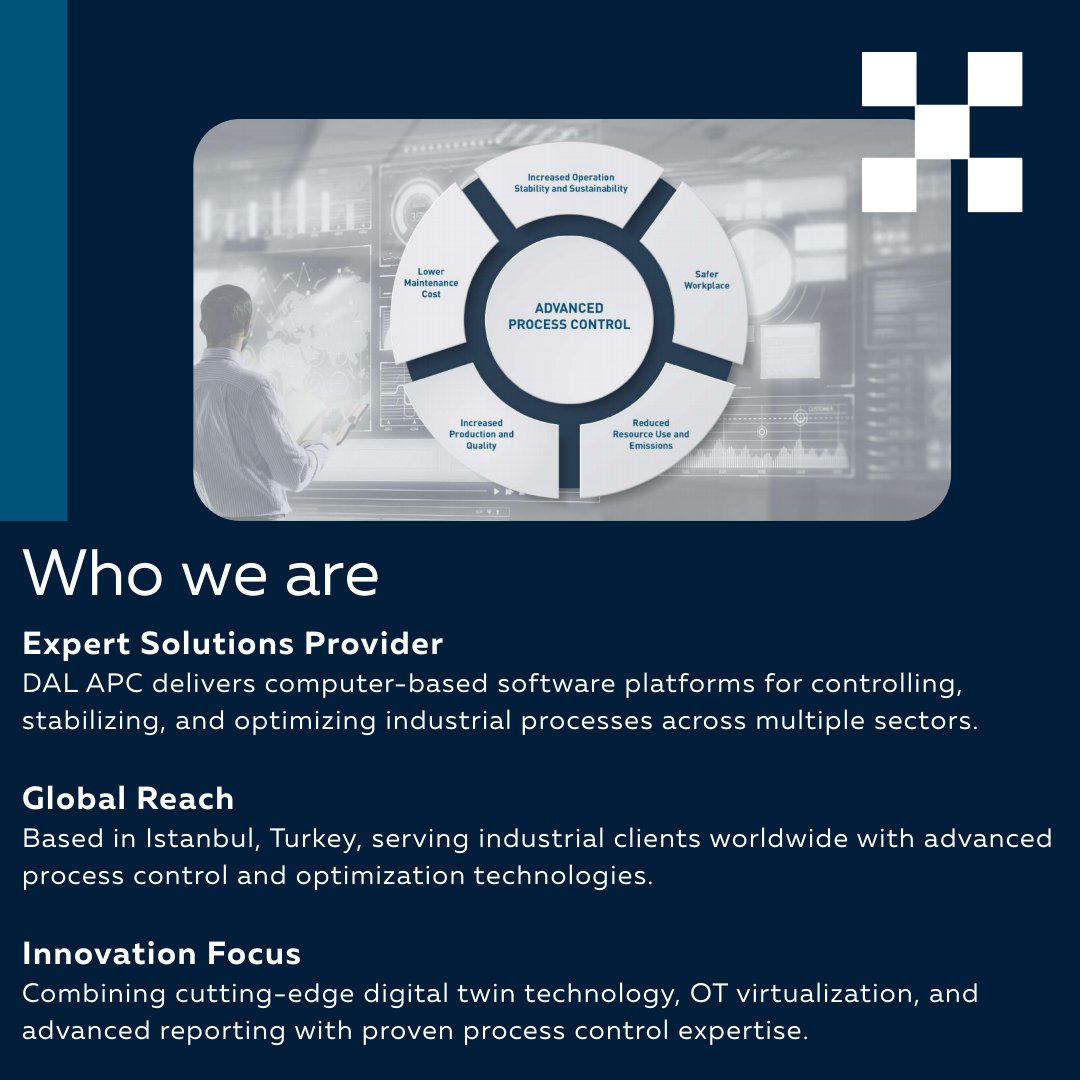 GroupDal's tweet photo. DAL  APC delivers cutting-edge software platforms that control, stabilize,  and optimize industrial processes across multiple sectors. From our base  in Istanbul, Turkey, we serve clients globally with innovative  solutions

📧 sales@dal-group.com

#IndustrialAutomation https://t.co/EN5fR2mgCb