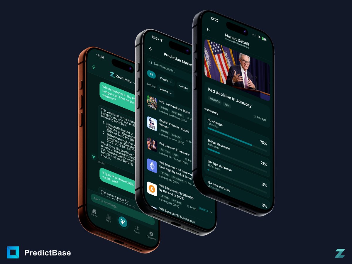 zoofwallet's tweet image. Prediction Markets in-app

As we're still waiting for Apple to approve the Zoof App, lets take a look at another great feature in it.

By implementing @PredictBase, the Zoof Wallet becomes your gateway to Prediction Markets!

You can open a new Prediction Market using the chat,…