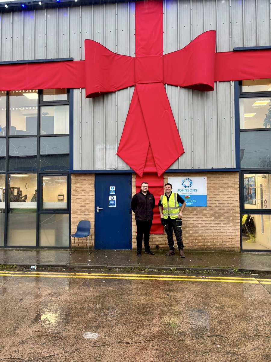 We were approached by a customer at the beginning of the month to wrap their entire building in a Christmas bow.

How do you do that? Lots of planning, drawings &amp; conversations.

Today Aron &amp; Wanda have been to see it in person to see it and it looks amazing!

 #Xmas  #Bespoke