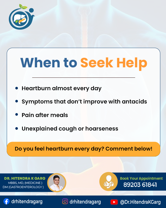 DrHitendraKGarg's tweet image. Heartburn that shows up once in a while may seem harmless.
But when it becomes a daily problem, your body is trying to tell you something.

📲 8920361841, 8920632657
Visit: drhitendrakgarg.com

#HeartburnAwareness #AcidityProblems #RefluxCare #GERD #DigestiveHealth