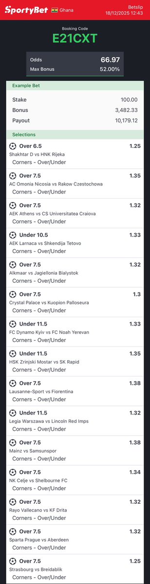 congratsodds's tweet photo. Full time Corners 

SportyBet Code: E21CXT https://t.co/PWsD6Y85KR