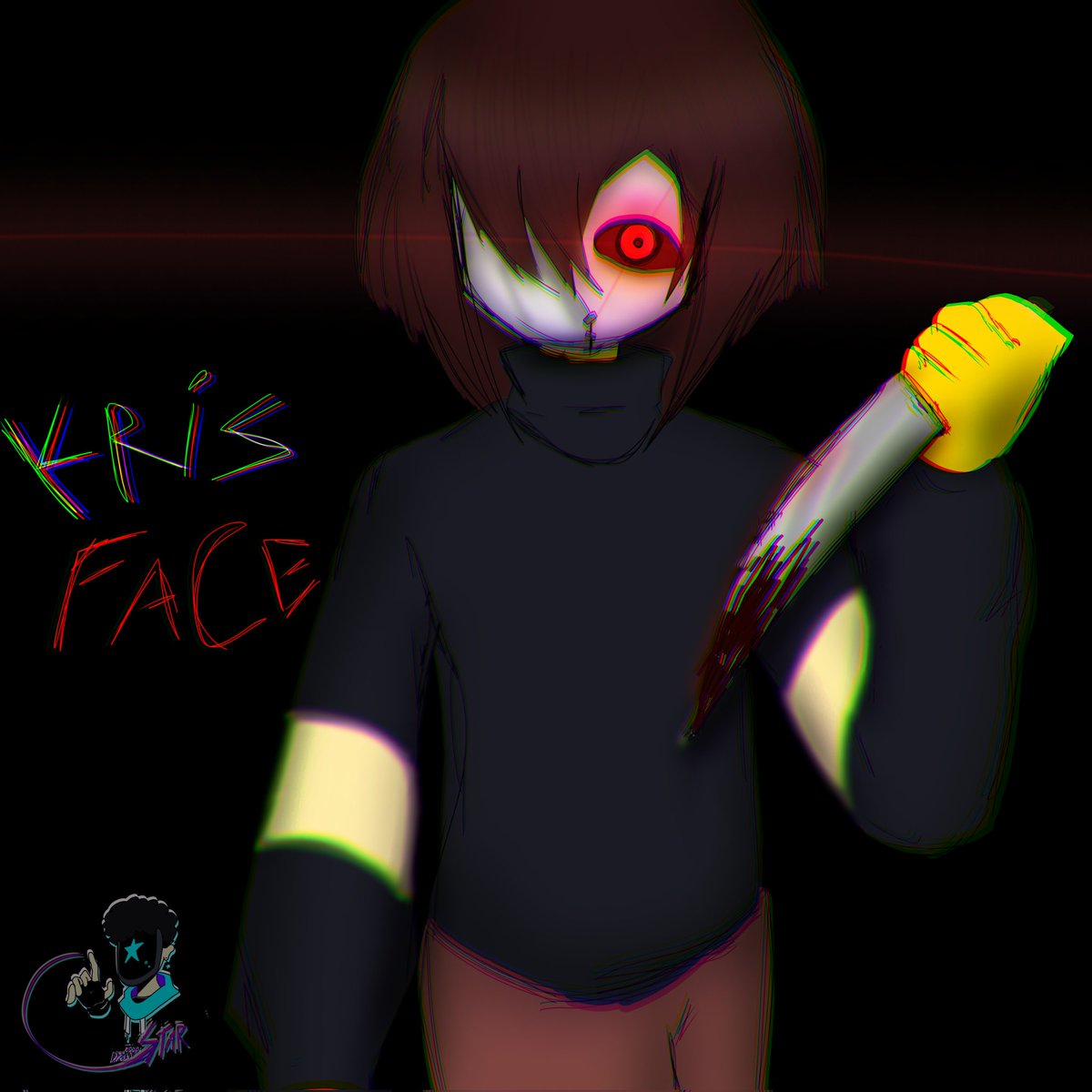 Nunca coloquei essa arte de halloween que fiz aqui. #DELTARUNE #sallyface #Kris