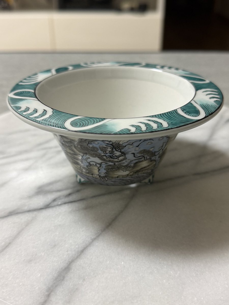 谷樂方山（色絵獅子牡丹図）丸鉢 ＃谷樂方山 #盆栽鉢