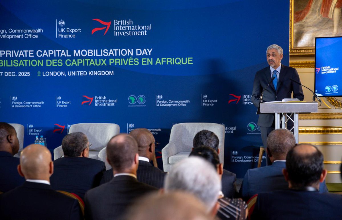 AfDB_Group's tweet photo. Following the historic success of the 17th replenishment of the African Development Fund which mobilised a record $11 billion, @AfDB_Group President Sidi Ould Tah and Baroness Chapman convened the Africa Private Capital Mobilisation Day in London, bringing public and private partners together to scale coordinated private capital solutions for Africa’s development.

The discussions focus on how concessional finance, guarantees, co-financing and risk-sharing can work together to crowd in private investment at scale, lower the cost of capital and accelerate delivery.