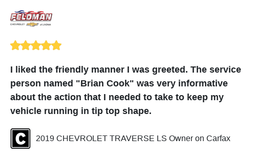 We just received a great review on Carfax. Thank you 2019 CHEVROLET TRAVERSE LS Owner!