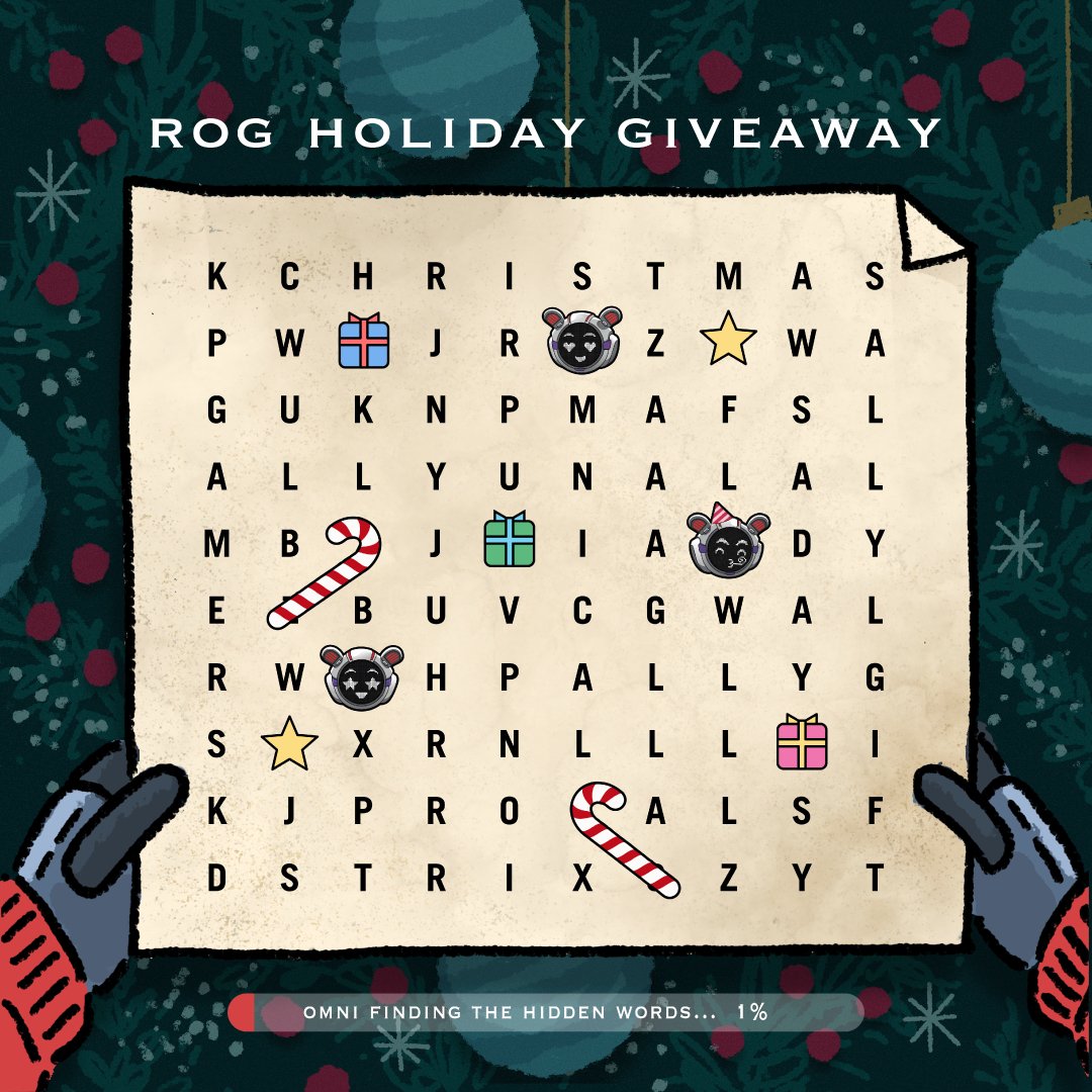 It’s Christmas time… 🎁 and we are giving away x1 ROG Xbox Ally for your winter gaming sessions ☃️❄️ 

How to enter? Scan the grid, spot the words, and comment the one that appears the most! 

The winner will be announced on December 25th.🎅