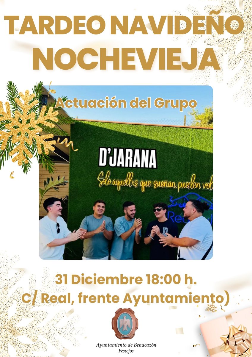 🔴"𝗧𝗔𝗥𝗗𝗘𝗢𝗦 𝗡𝗔𝗩𝗜𝗗𝗘𝗡̃𝗢𝗦 𝗗𝗘 𝗡𝗢𝗖𝗛𝗘𝗕𝗨𝗘𝗡𝗔 𝗬 𝗡𝗢𝗖𝗛𝗘𝗩𝗜𝗘𝗝𝗔" 𝗖𝗢𝗡 𝗟𝗔𝗦 𝗔𝗖𝗧𝗨𝗔𝗖𝗜𝗢𝗡𝗘𝗦 𝗗𝗘 𝗟𝗢𝗦 𝗚𝗥𝗨𝗣𝗢𝗦 𝗚𝗨𝗔𝗗𝗜𝗔𝗠𝗔𝗥 (𝟮𝟰𝗗𝗶𝗰) 𝗬 𝗗'𝗝𝗔𝗥𝗔𝗡𝗔 (𝟯𝟭𝗗𝗶𝗰)
benacazon.es/es/actualidad/…

#navidadbenacazon #benacazon