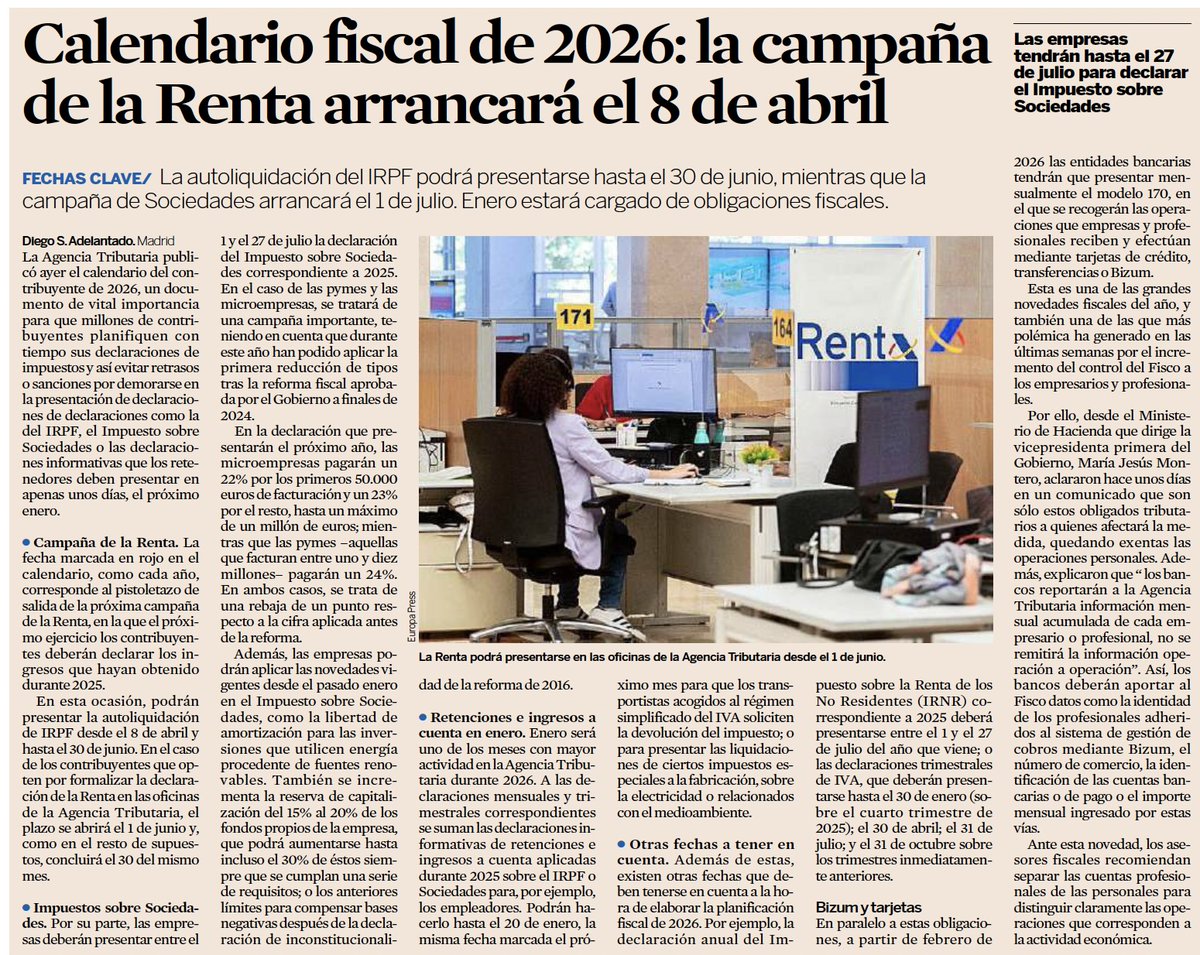 La campaña de Renta 2025 comenzará el 8 de abril de 2026.