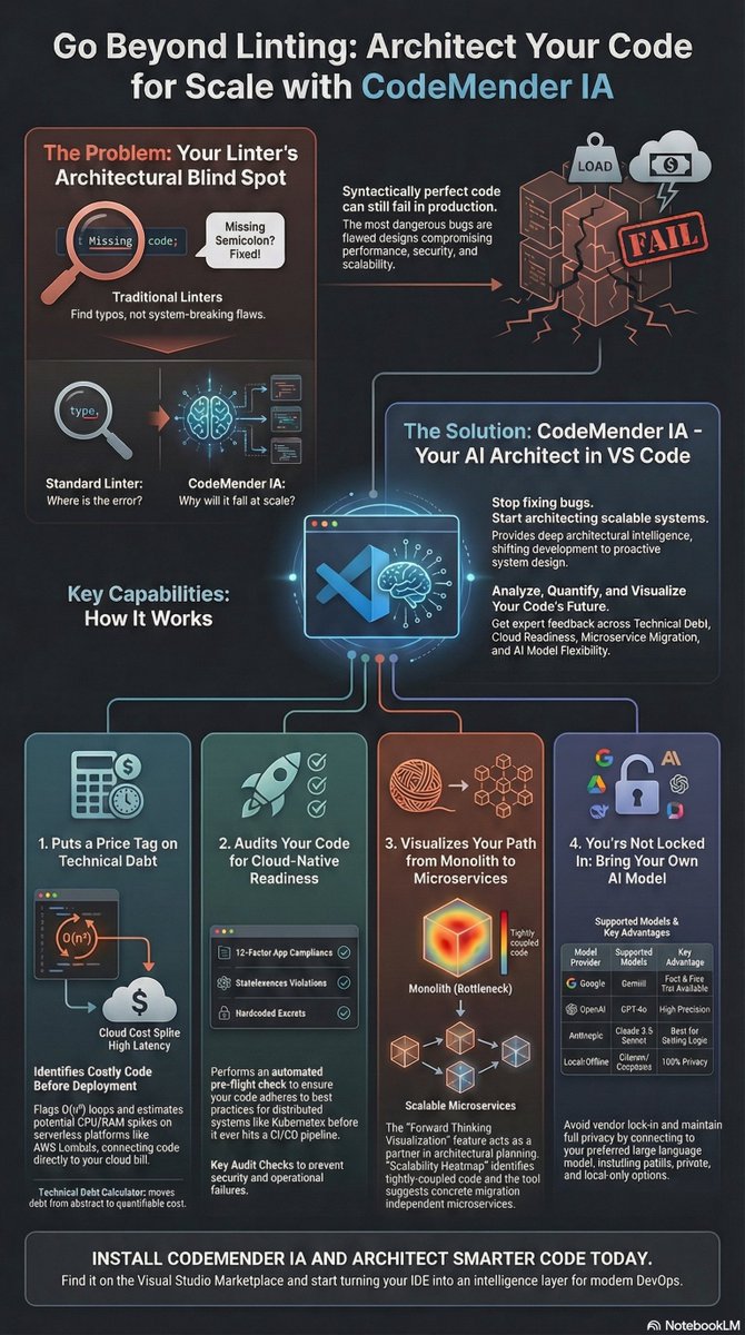 seofixup's tweet image. 🧠Architectural Linting and Scalable Code Design with CodeMender IA
marketplace.visualstudio.com/items?itemName…
#CodeMender #CodeMenderIA #VSCpde #developer