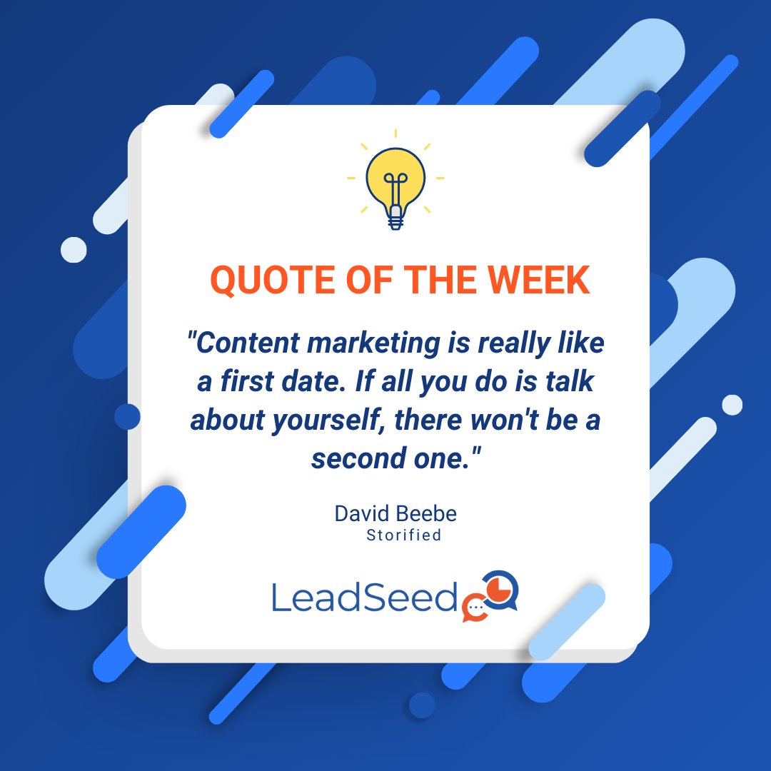 #QuoteOfTheWeek #B2Bmarketing
Discover how to boost your leadgen by visiting LeadSeed website 🚀