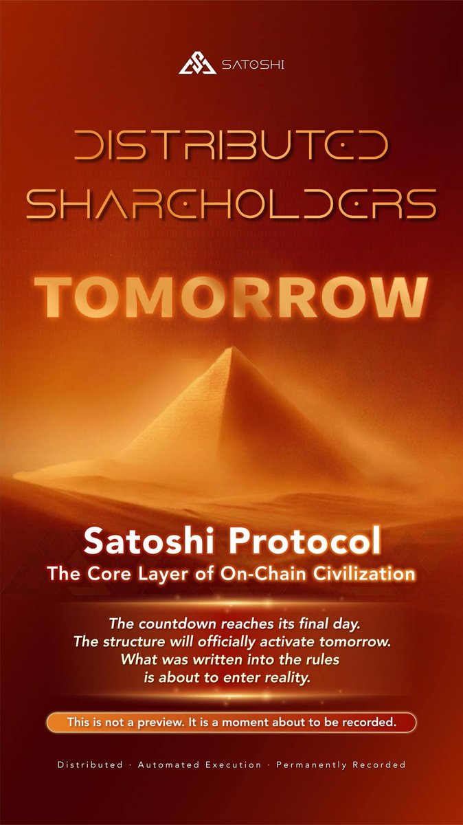 SPRDEFI's tweet image. Not a launch. Not a subscription. A position opened.

Rules execute. Allocation leaves human hands. You become part of the structure. 🧱

Live tomorrow. The protocol remembers those who show up. 🚀

#SatoshiProtocol #DistributedShareholders