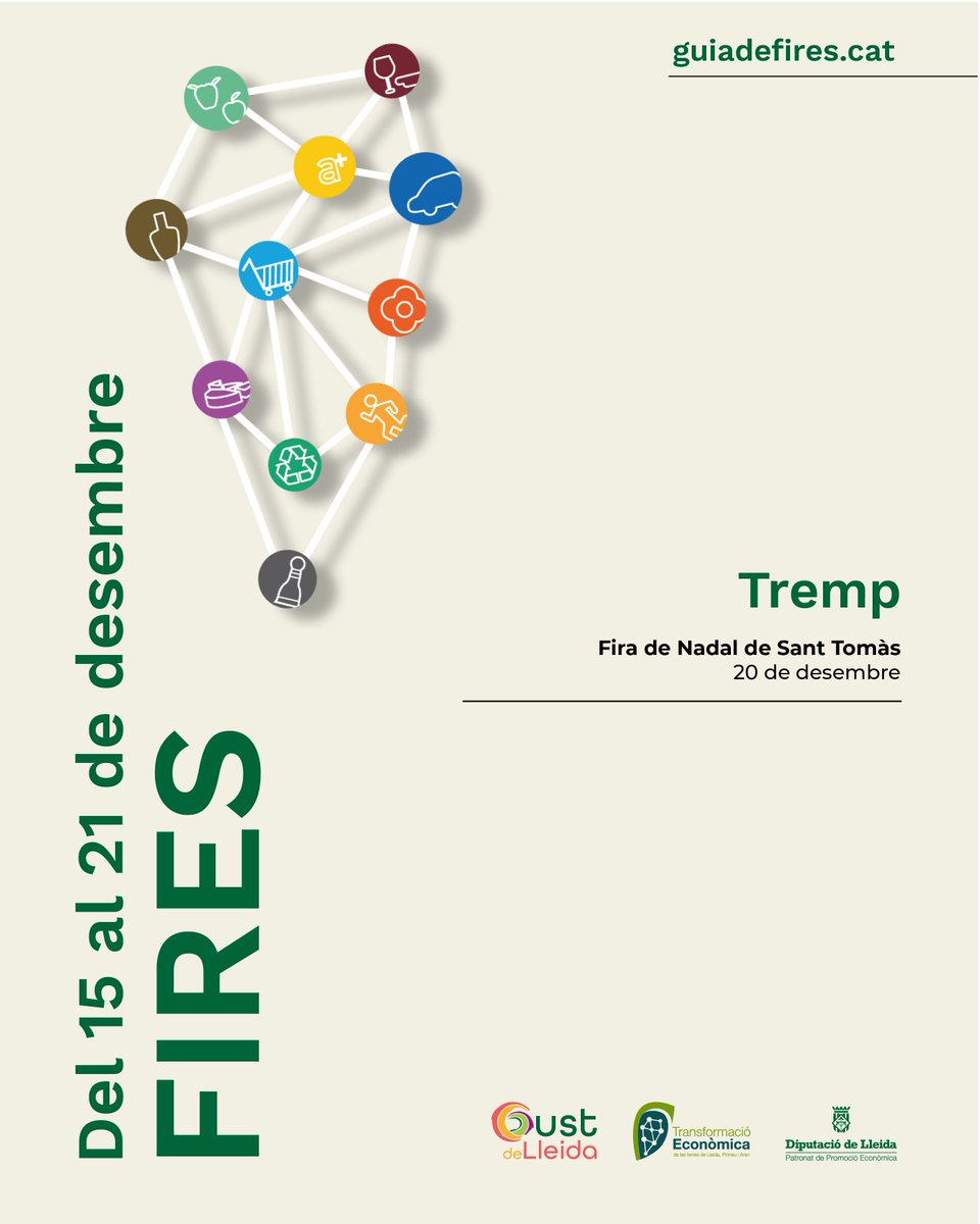 🌟Tremp celebra una fira amb història que tanca el calendari firal de la demarcació pel 2025:

🎄 Tremp — Fira de Nadal de Sant Tomàs
📅 20 de desembre
Tradició, comerç local i ambient nadalenc

👉 guiadefires.cat
🔗Llegeix la notícia: promocioeconomica.cat/tremp-recupera…