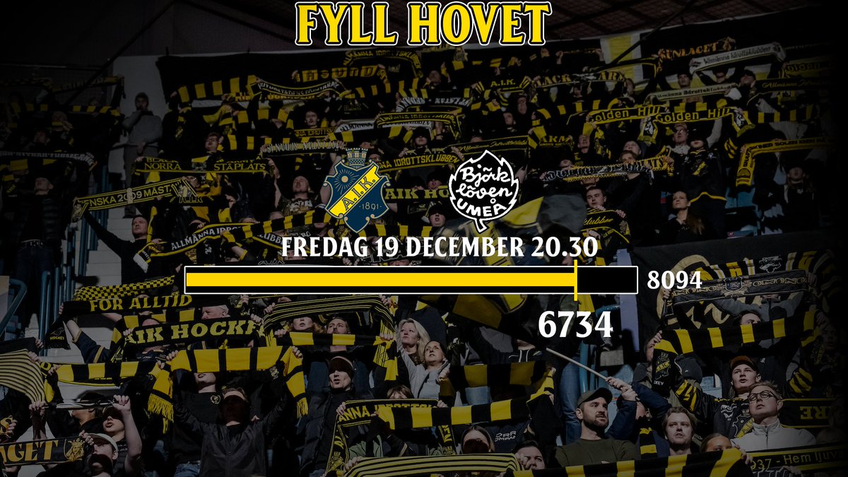 🖤💛Vi närmar oss 7000 sålda biljetter.

På Golden Hill återstår endast 111 biljetter, innan klacksektionen är fylld. 

Missa inte fredagskvällen hemma på Hovet!
🐀axs.com/se/events/1125…
