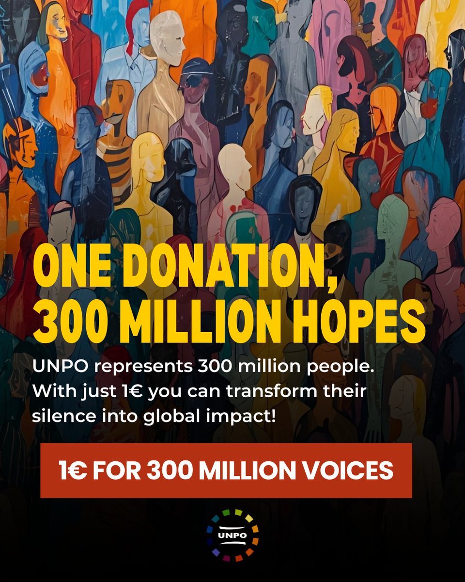 🌍 UNPO is a platform of solidarity amplifying the voices of 300 million people across the world. Through research, advocacy and training we help communities  open pathways to a stronger future
Support UNPO work with just 1€

👉 Click the link to donate: unpo.org/donation/supor…