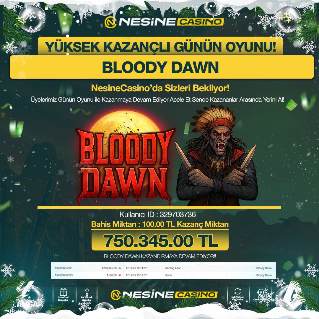 💸NesineCasino   İle Günün Kazananı Sen Olabilirisin!

🍭Bloody Dawn Oyununda 750.345.00₺ Kazanan Üyemizi Tebrik Ederiz!🍭

🎃Sıradaki Neden Sen Olmayasın⁉️

🔗  Güncel Giriş (t2m.io/nesinecasinoli…)

#Slot #Casino #Kripto #denemebonusuverensiteler
