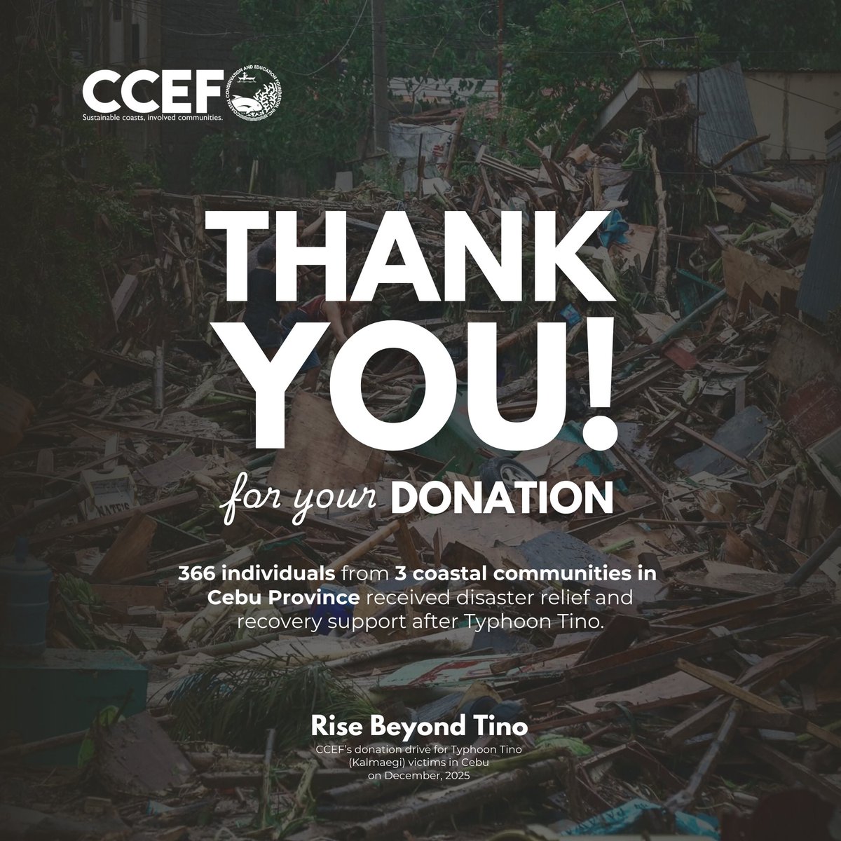 CCEF_PH's tweet image. 𝗧𝗛𝗔𝗡𝗞 𝗬𝗢𝗨 𝗙𝗢𝗥 𝗬𝗢𝗨𝗥 𝗗𝗢𝗡𝗔𝗧𝗜𝗢𝗡
From December 4, 5, and 9, CCEF succecssfully carried out three waves of relief operations in the communities hardest hit by Typhoon Tino.