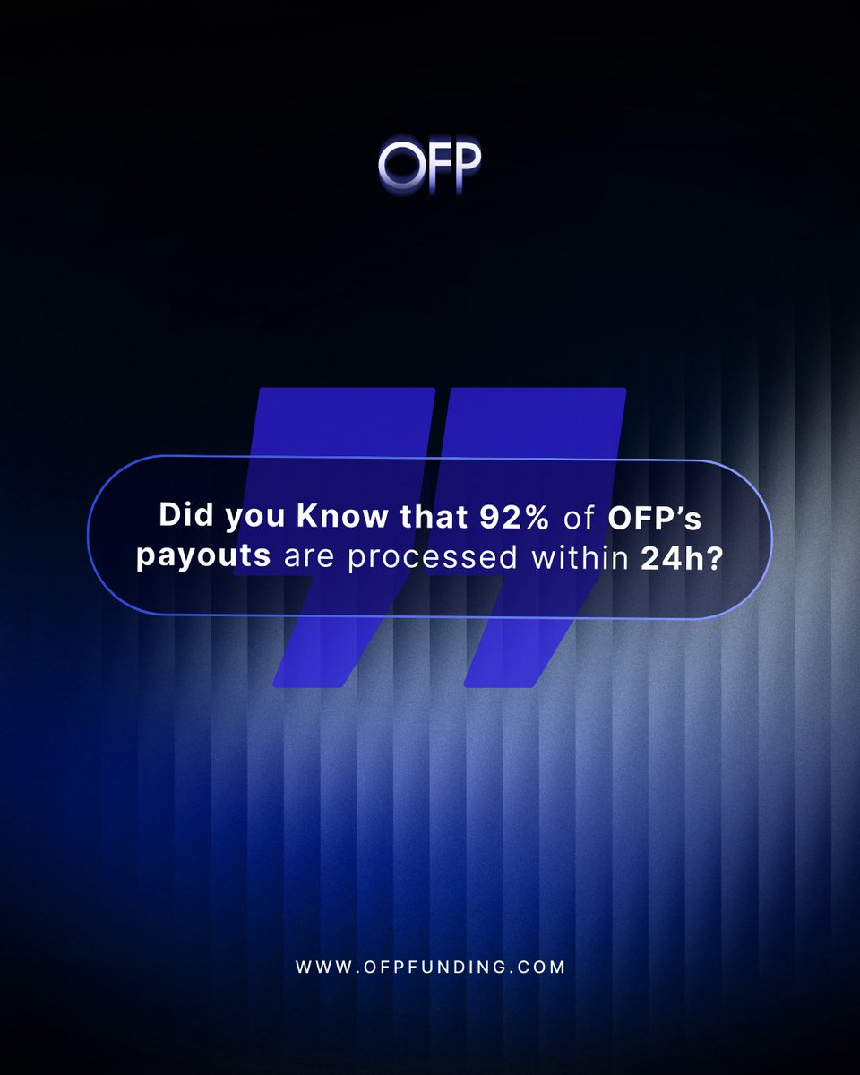 ⚡ Speed matters, and at OFP, traders don’t wait to get what they’ve earned.

When most payouts hit your account within a day, you’re not just funded… you’re empowered.

Why settle for delays when you can trade with a prop firm that actually delivers? 

ofpfunding.com