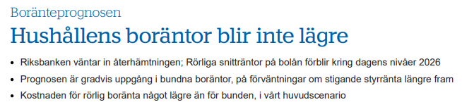 BornevallH's tweet photo. Väntat räntebesked från Riksbanken ✅ Och vi på @SHBMakroanalys bjuder på en uppdaterad boränteprognos ⤵️

Blickarna vänds nu mot regeringens pressträff om bolånekrav i eftermiddag 📺 Det blir intressant! https://t.co/0psuONGun9