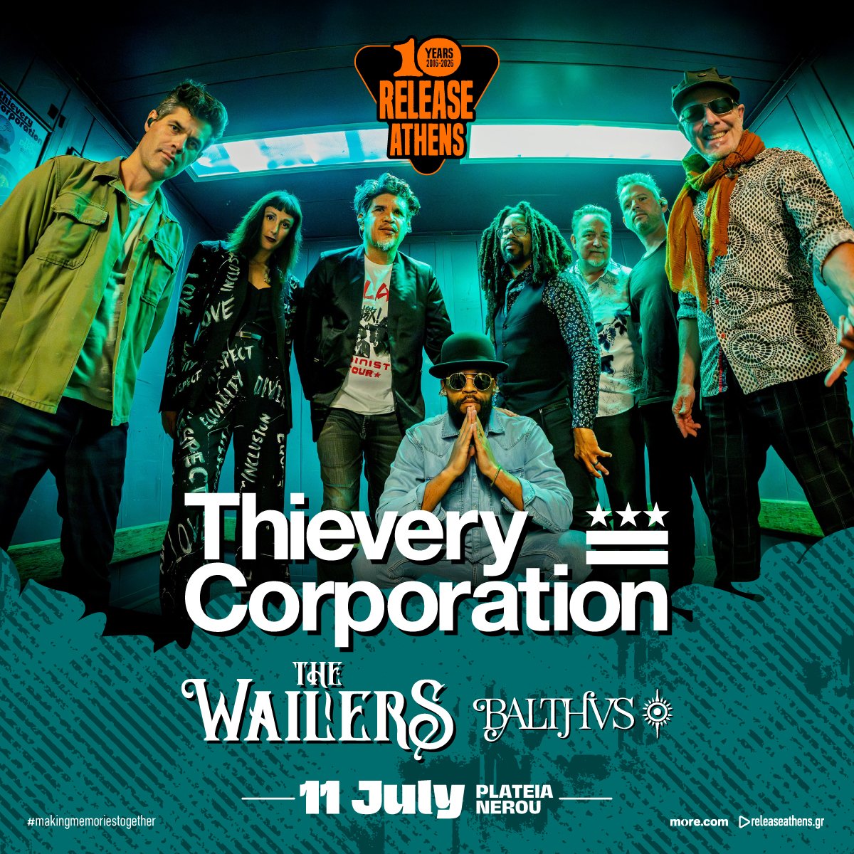 ReleaseAthens's tweet photo. 🎉10 ΧΡΟΝΙΑ RELEASE ATHENS🎉
📍Σάββατο 11 Ιουλίου
Οι Thievery Corporation, The Wailers & BALTHVS στην Πλατεία Νερού!
📲Η διάθεση των εισιτηρίων ξεκινάει άμεσα.
https://t.co/EVpX4idKBy
#releaseathens26 #thieverycorporation #thewailers #balthvs #makingmemoriestogether https://t.co/pZerIHJcPr