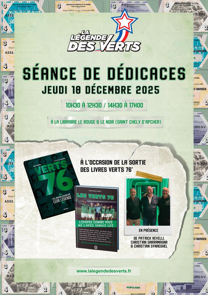 benjamindanet's tweet image. Les légendes de l'#ASSE en dédicaces ce jeudi à Saint Chely d'Apcher.
#ALV