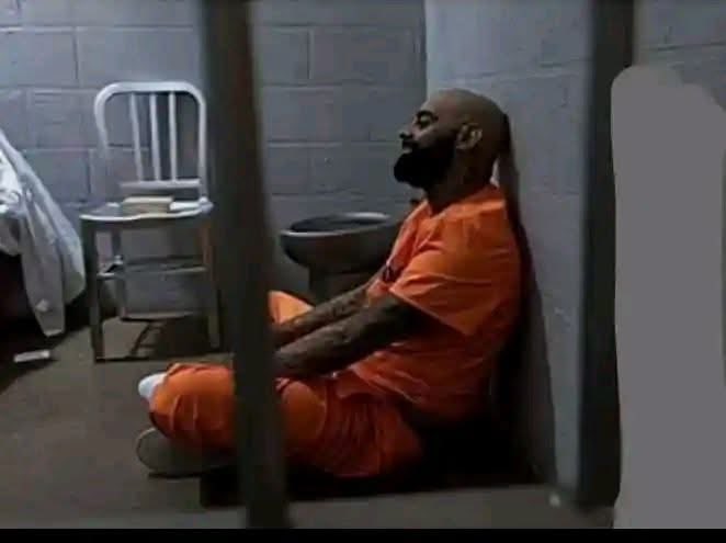 A man escapes from a prison where he’s been locked up for 15 years.💔

He breaks into a house and inside, he finds a young couple in bed.
He ties him to a chair. 

While tying the wife to the bed, the convict gets on top of her, kisses her neck, then gets up and goes into the