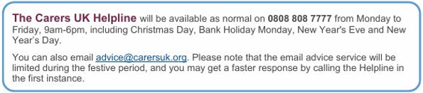 If you are a carer and in need of support over the Christmas period, there are still people who can help 👇
carersuk.org/help-and-advic…