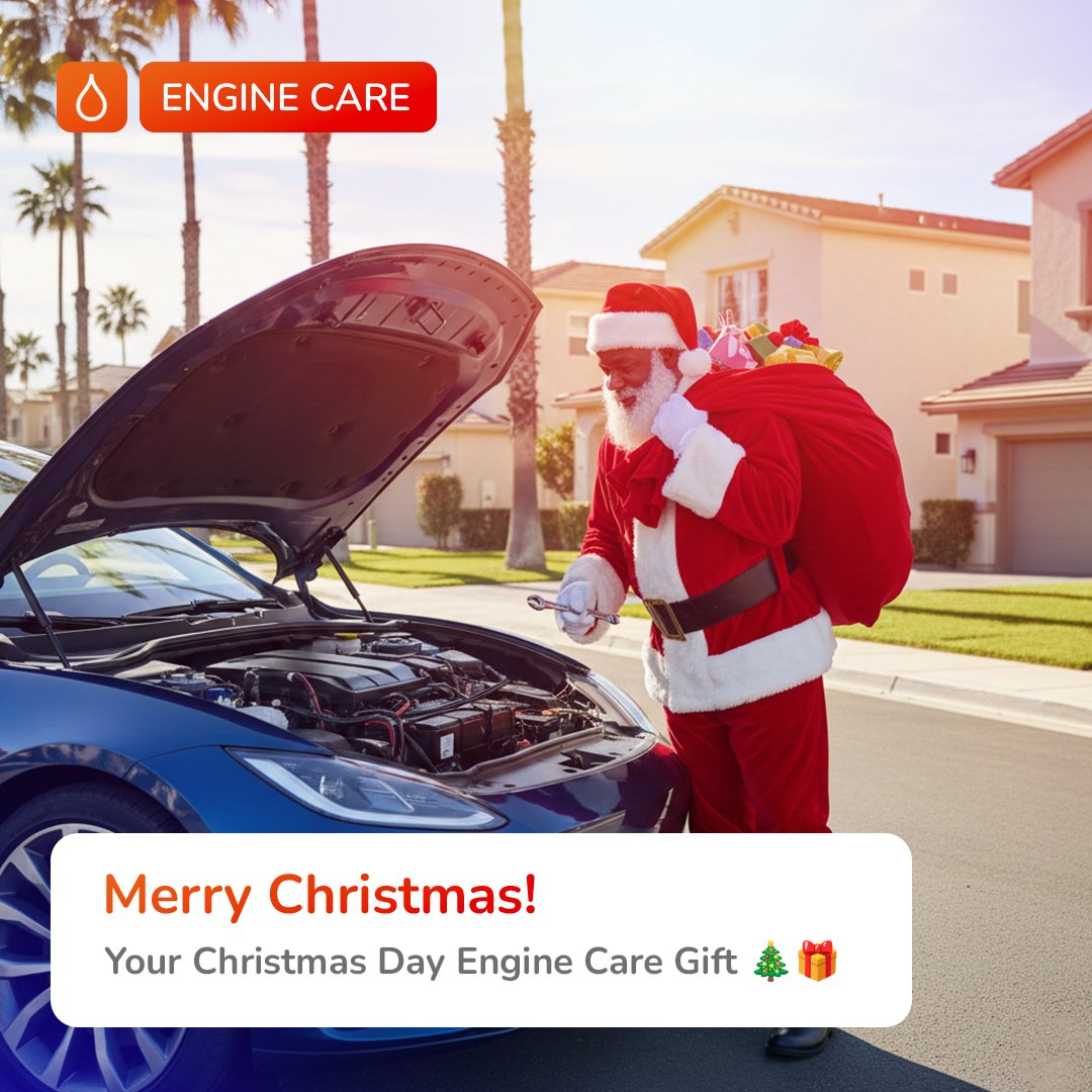 TotalEnergiesNG's tweet photo. Gift 4: A reminder to listen for unusual engine sounds.
Merry Christmas!
Drive safely today - unusual sounds can signal something that needs attention. Let your car enjoy Christmas too.
#TotalEnergiesLubricant
#EngineeredForPerformance
#EngineCare
#Christmas
#2025 https://t.co/iqyyE29fKQ