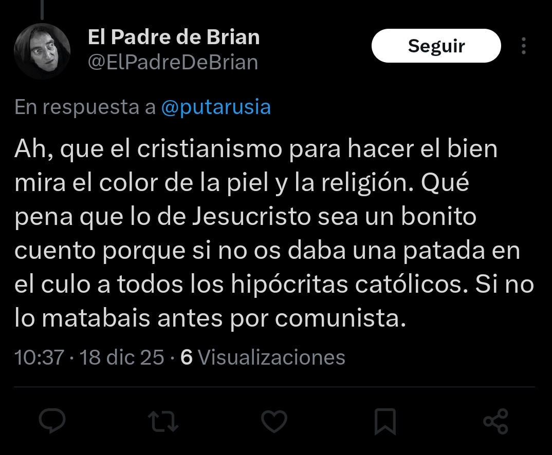 Y aquí un puto antisemita que confunde color de piel con religión.

No. A un cristiano se la suda tres cojones lo que le pase a un musulmán. 

Los reyes que echaron a los musulmanes de España fueron los REYES CATOLICOS.

SUBNORMAL.