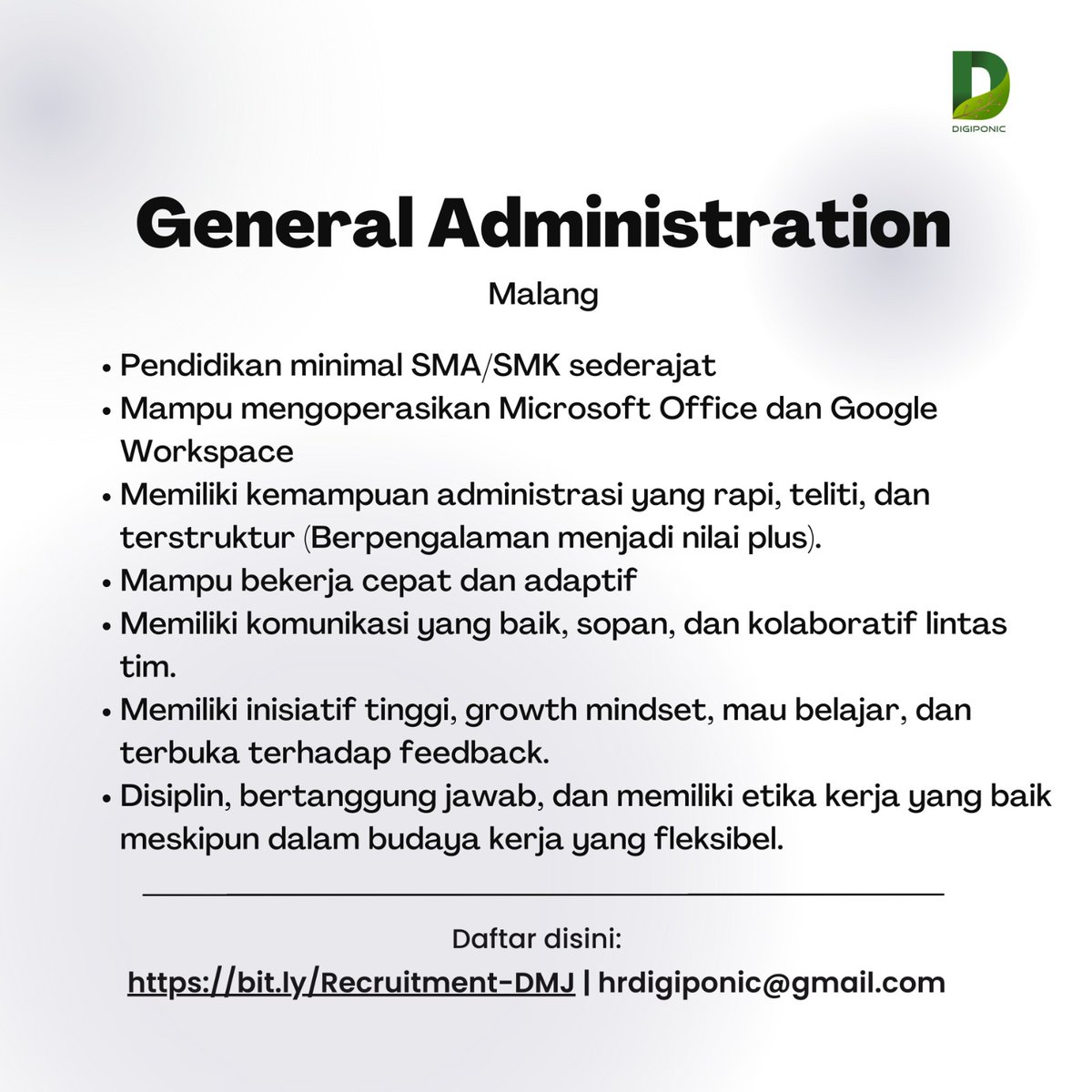 cewebluechip's tweet photo. Lowongan Kerja Malang Surabaya Gresik Tegal Pemalang
Bangun Indah Graha
• Cust Service
• Admin
Digiponic Maju Jaya
• General Admin
• Mobile Developer
• Operator Nitrogen
#lokersby #infoloker #loker2025 #lokerjatim #lulusanSMA #semuajurusan #lulusansmp #lokerdes https://t.co/GpcZZp9Z3b