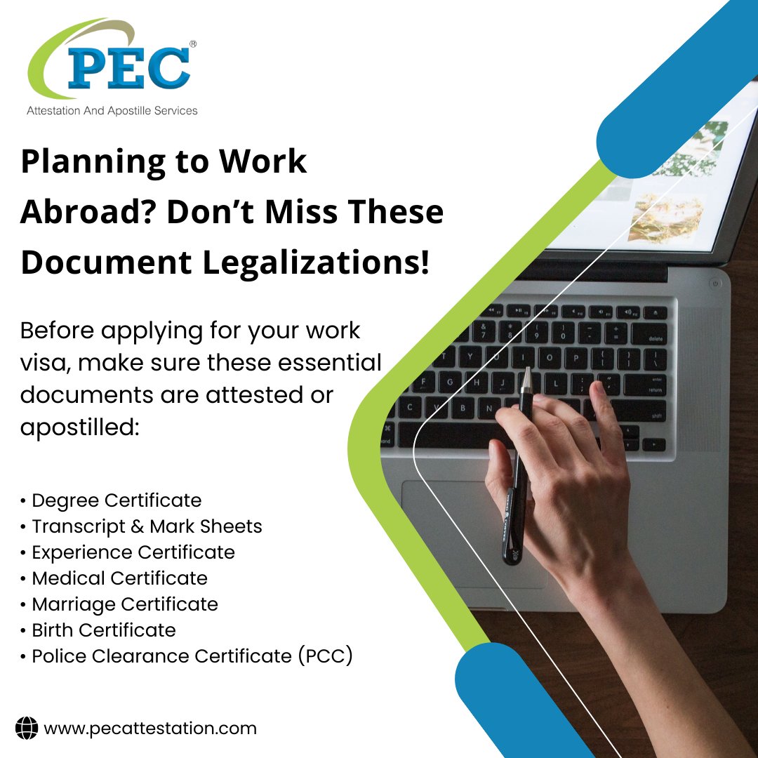 pecattestation's tweet photo. Planning to work abroad?
Before applying for your work visa, ensure your documents are properly attested or apostilled. Missing legalization can delay or reject your visa application.
Stay compliant. Stay prepared. https://t.co/IXNFGvAubj